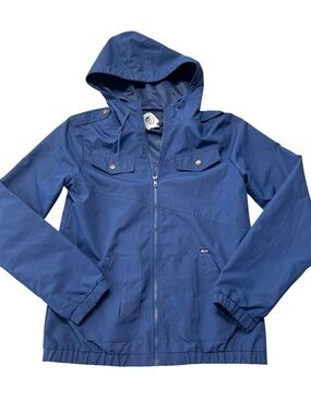 Volcom Enemy Lines Hooded Windbreaker Navy Blue Medium Skate Jacket